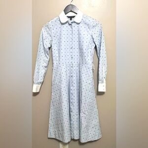 Brooks Brothers Clip-Dot Supima Cotton Dobby Shirt Dress-no belt- Size 0 Petite